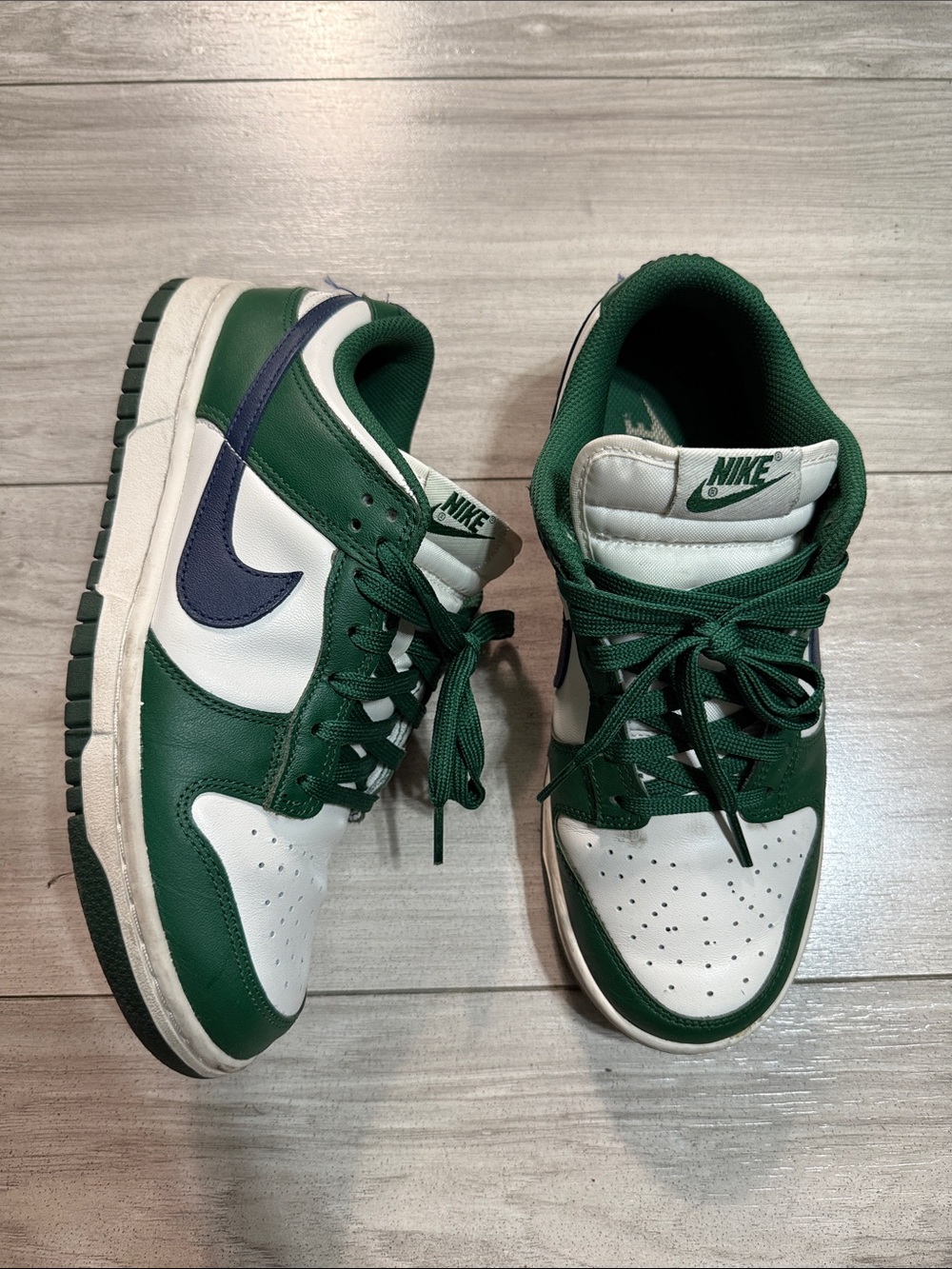 Nike Dunk Low Green White Navy Casual Sneakers